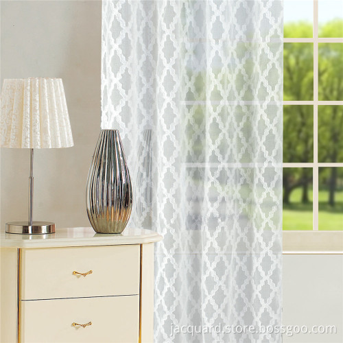 Polyester Geometric Semitransparent  Voile Sheer Curtain